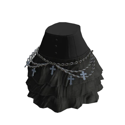 Black High Waisted Print Chain Rock Gothic Skirt