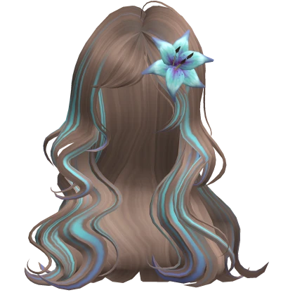 ♡ milktea brown summer silky waves blue flower