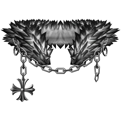 White Dark Light Chained Chrome Pendant Neck Fur