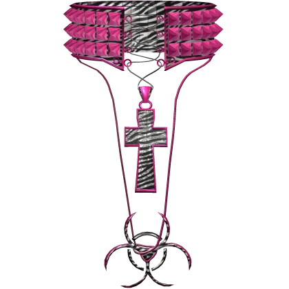 Zebra Pink Y2K Cyber 2000s Scene Cross Necklace
