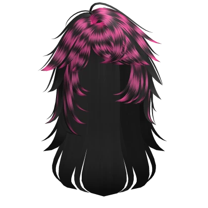 Messy Scene Emo Punk Spiky Hair in Black & Pink