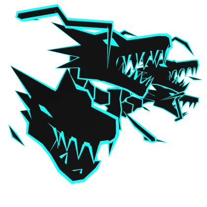 Cartoony Cyan Lightning Dragon Heads