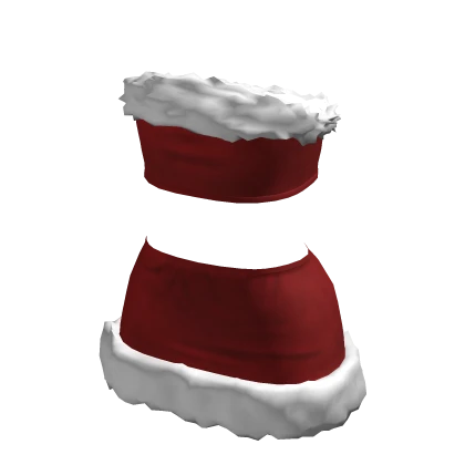 ♡ christmas santa red two piece fur tube dress 