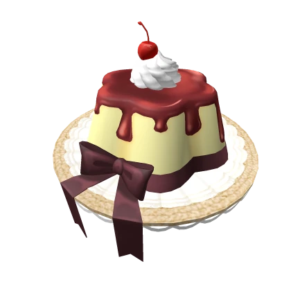 Kawaii pudding puppy flan sunhat lace bow dessert