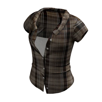2000s vintage flannel shirt w/ crop top (brown)
