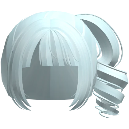 Dreamy Pastel Blue Curly Ponytail W Bangs