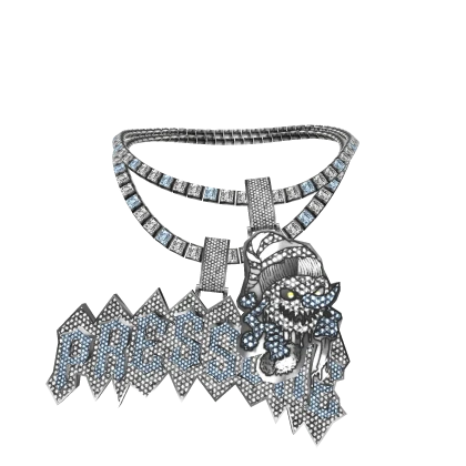 4.0 boy pressure chain set blue diamonds w silver