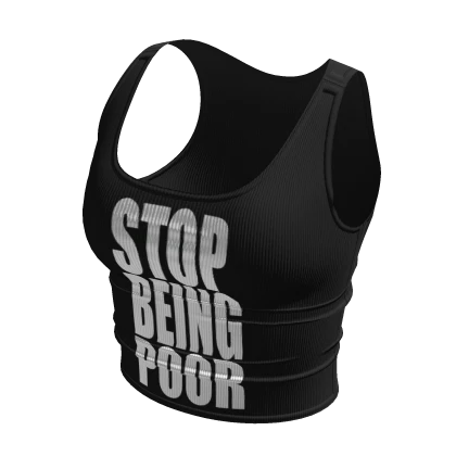 ⨾ Y2K STOP BEING POOR Black Graphic Tank Top