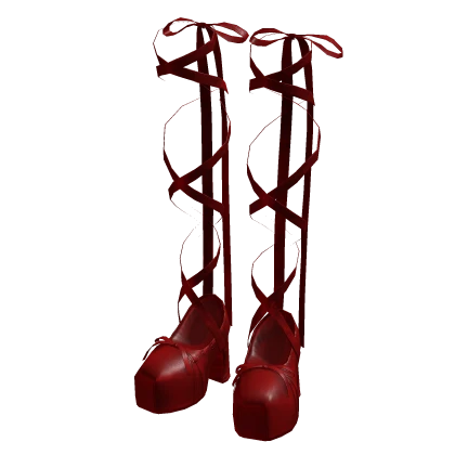 Red Laced up Ribbon High Heels