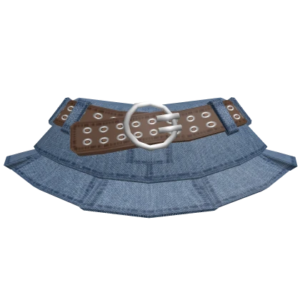 🖤 Y2K Grunge Blue Denim Skirt w Brown belt