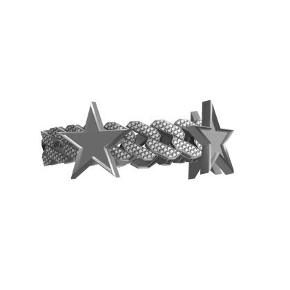 SG| (L) Sadity Silver Star Cuban Bracelet