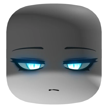 Shadowed Angel Face w/ Blue Glowing Eyes - White