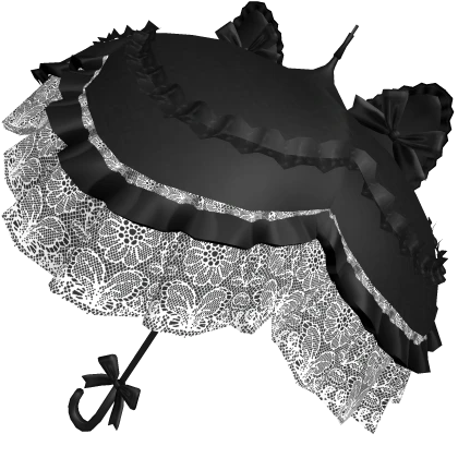 black ruffled gothic lace kitty parasol