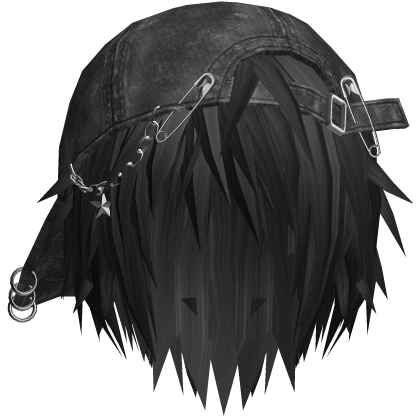 Scene Anime Boys Hair w/ Backwards Cap (Black)