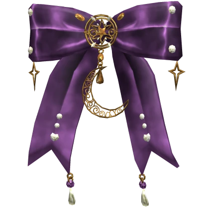 Purple Bow w Stars and Moon Crescent 