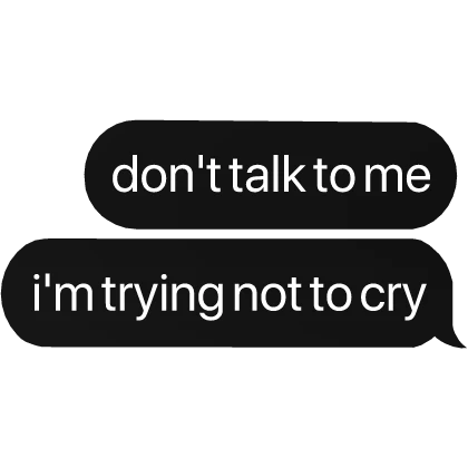 don't talk to me, i'm trying not to cry text