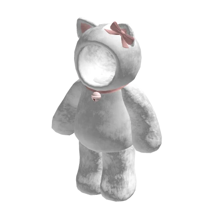 🍀Cute Cat Plushie Onesie (White/Pink)