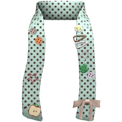 ♡ Igari Heisei Winter Mint Polka dot Button  Scarf