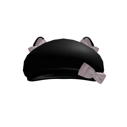♡ ┊ black kitty cat beret with pink bows