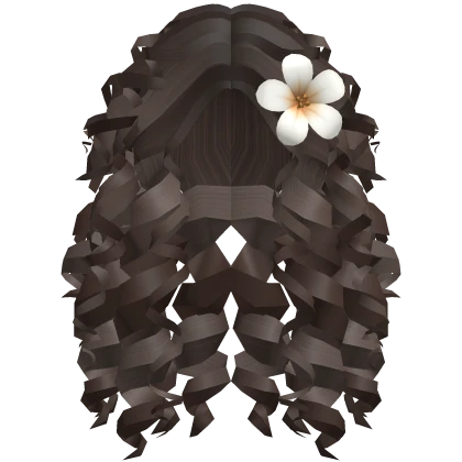 Tropical Curly Hair with Flower (Dark Brown)