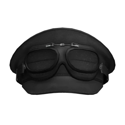 Military Black Cap with Goggles