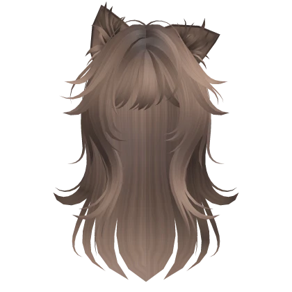 Messy Wolfcut Hair w/ Kitty Ears in Milk Tea