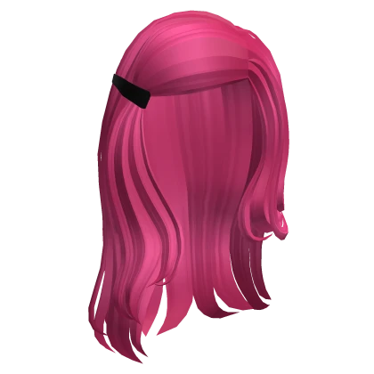 Hot Pink Retro Popstar Swoop Clipped Long Hair