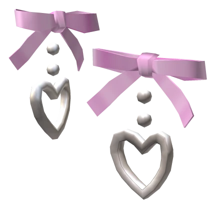 🍀Ribbon Heart Earrings (Pink)