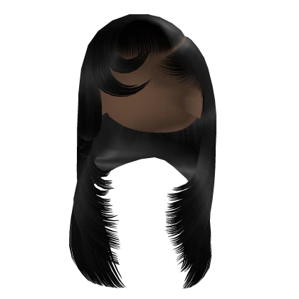 Side Part W/ Curled Bangs [Black]