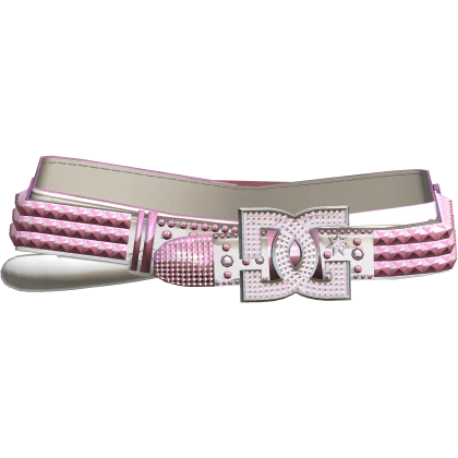Y2K Scene Rhinestone Pink White Gyaru McBling Belt