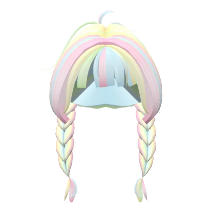 ♡ kawaii simple school pastel rainbow hime braids