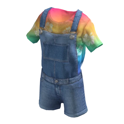 ✨ Lilo Rainbow Flowers Shirt and Overalls