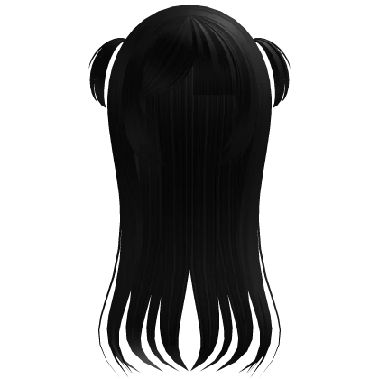 ♡ kawaii side pigtails long black hair