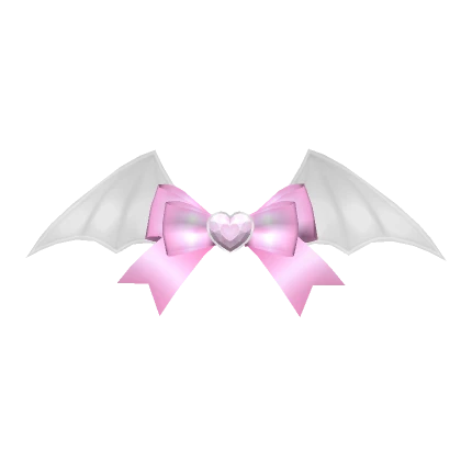 White Pink Bat Hair Bow