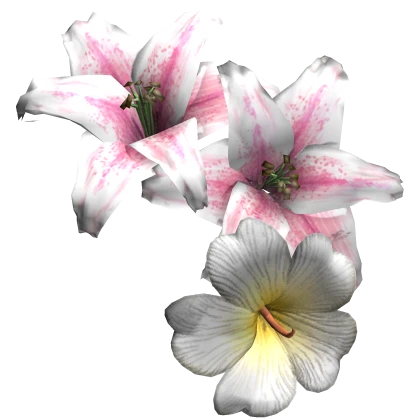 White Harajuku Gyaru Tropical Hair Lily Flowers