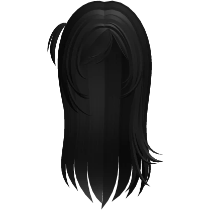 ♡ : long windy hair with side ponytail black