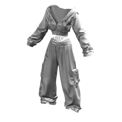  ★Crop Hood zipup set WHITE Crop Hood zipup set★