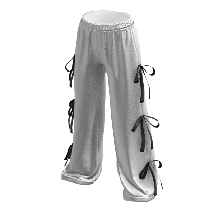 ✨ Coquette Silk Bow White Ribbon Pants