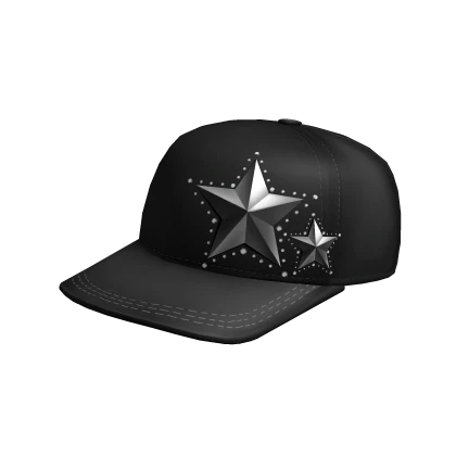 Black Y2K Star Cap with Rhinestones