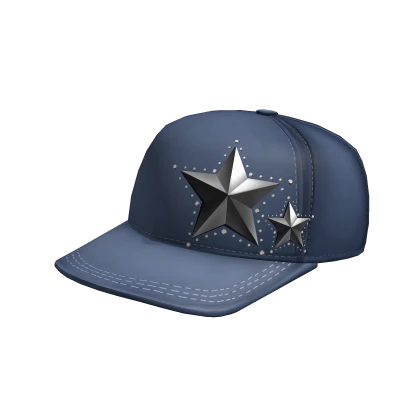 Blue Y2K Star Cap with Rhinestones