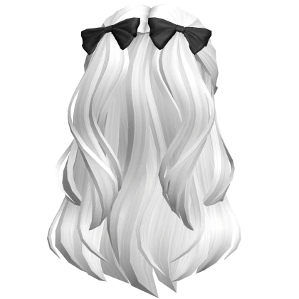 Flowy Half Up Hair /w Bows (white)
