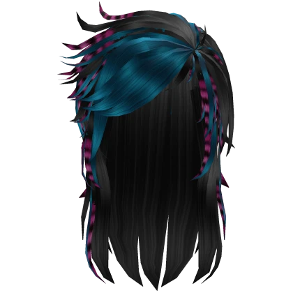 Blue & Pink Racoon Scene Emo Messy Hair