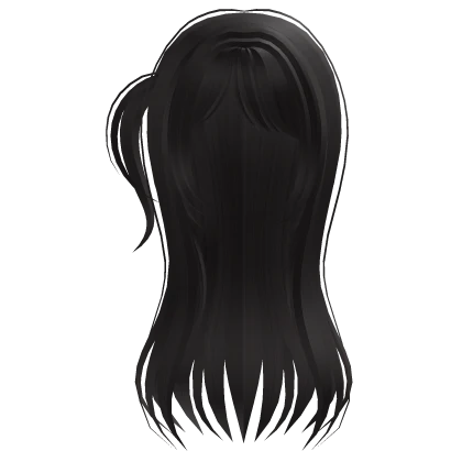 ♡ ┊ long flowy side pigtail hair in dark brown