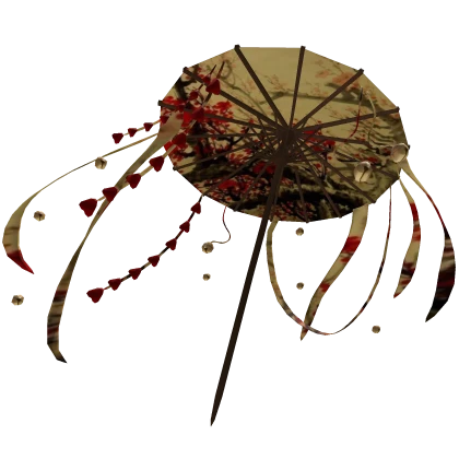 japanese windy red oriental umbrella gold bells