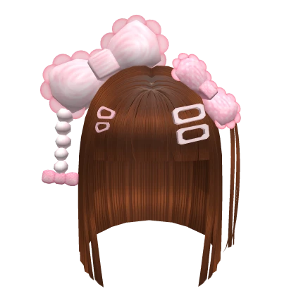 gyaru pink bows short hime hair brown