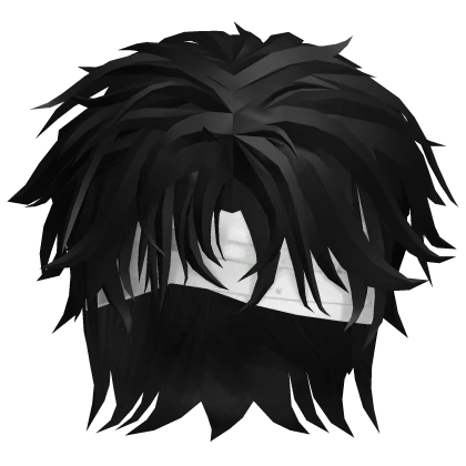 Black Messy Wolfcut w/ Bandage