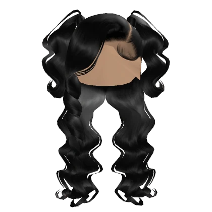 Side Part W/ Pony Curls In Black