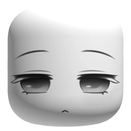 Soft Disappointment Face Grey Black Eyes - White
