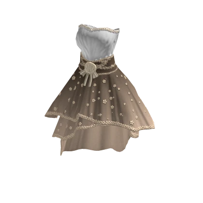 ♾️ White & light tan victorian bloom dress