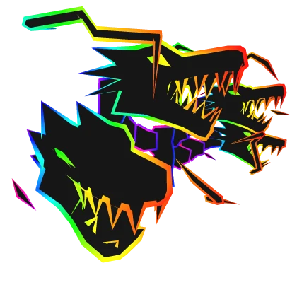 Cartoony Rainbow Lightning Dragon Heads
